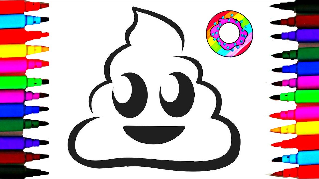 Learn colors coloring poop emoji coloring pages l happy faces poop drawing pages videos for kids