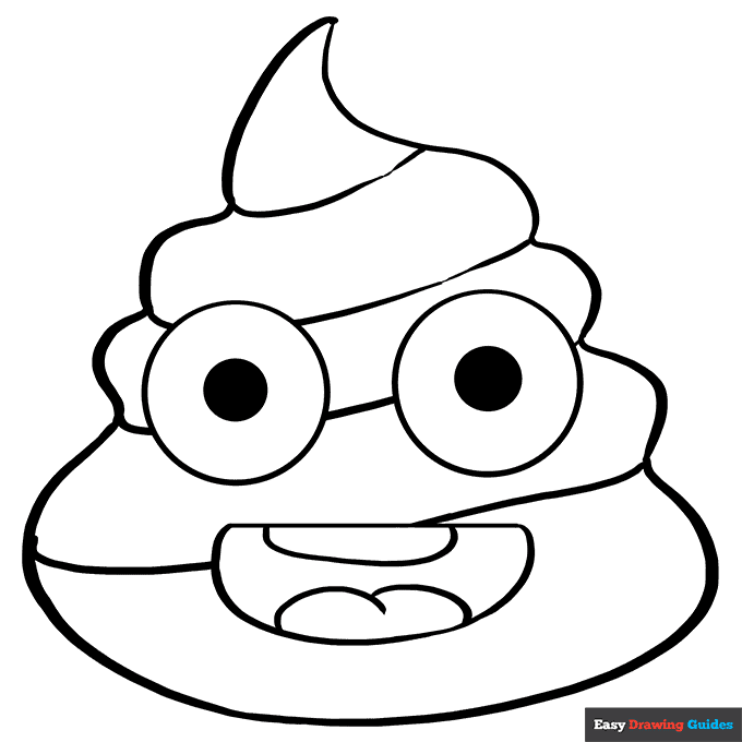 Poop emoji coloring page easy drawing guides