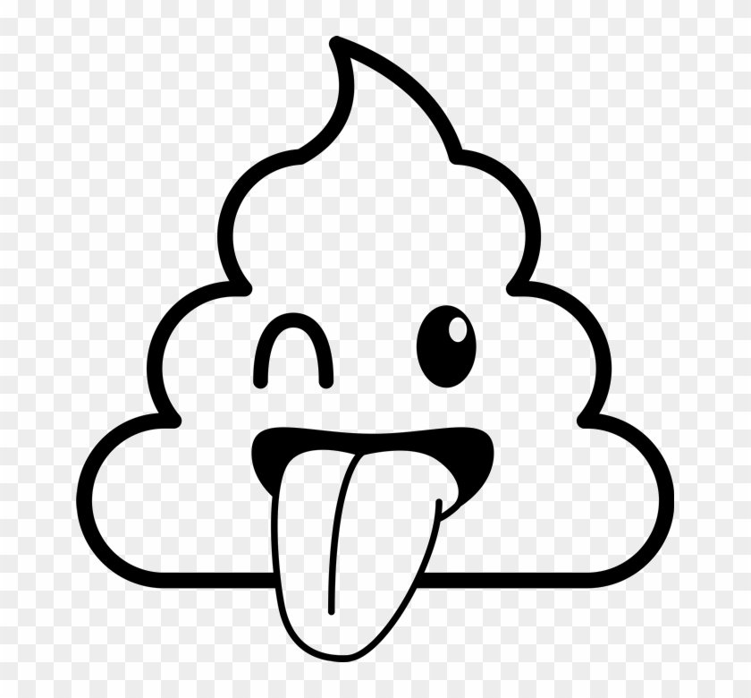 Sticking tongue out poop emoji rubber stamp