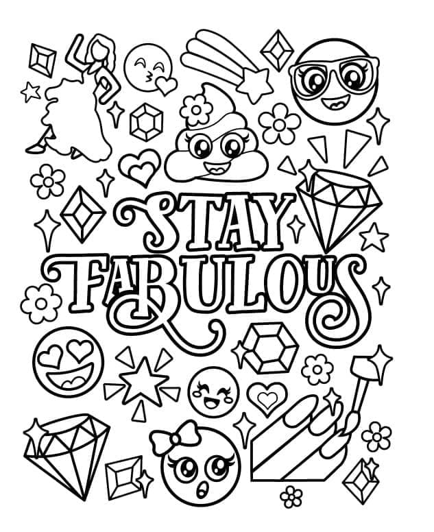 Stay fabulous emojis coloring page