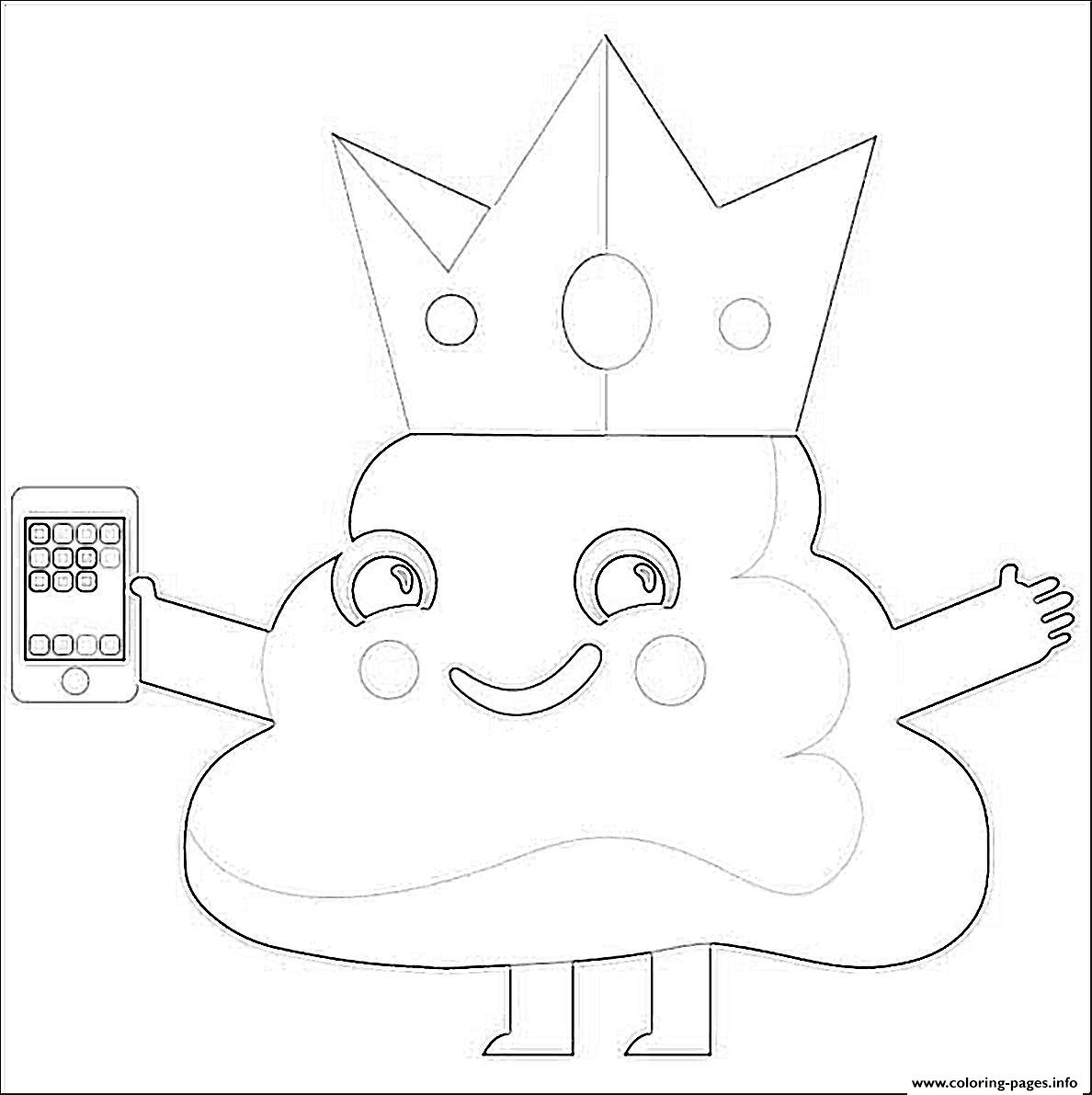 Poop emoji king phone coloring page printable