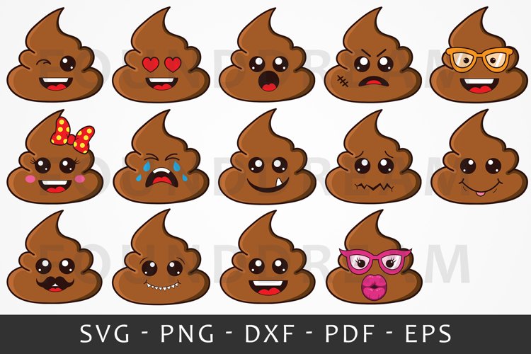 Poop emoji clipart bundle