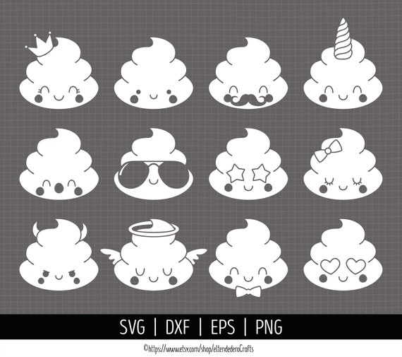 Poop svg poop emoji vector cut files for cutting machine kawaii faces poo poo png clipart kids poop stickers bundle instant download