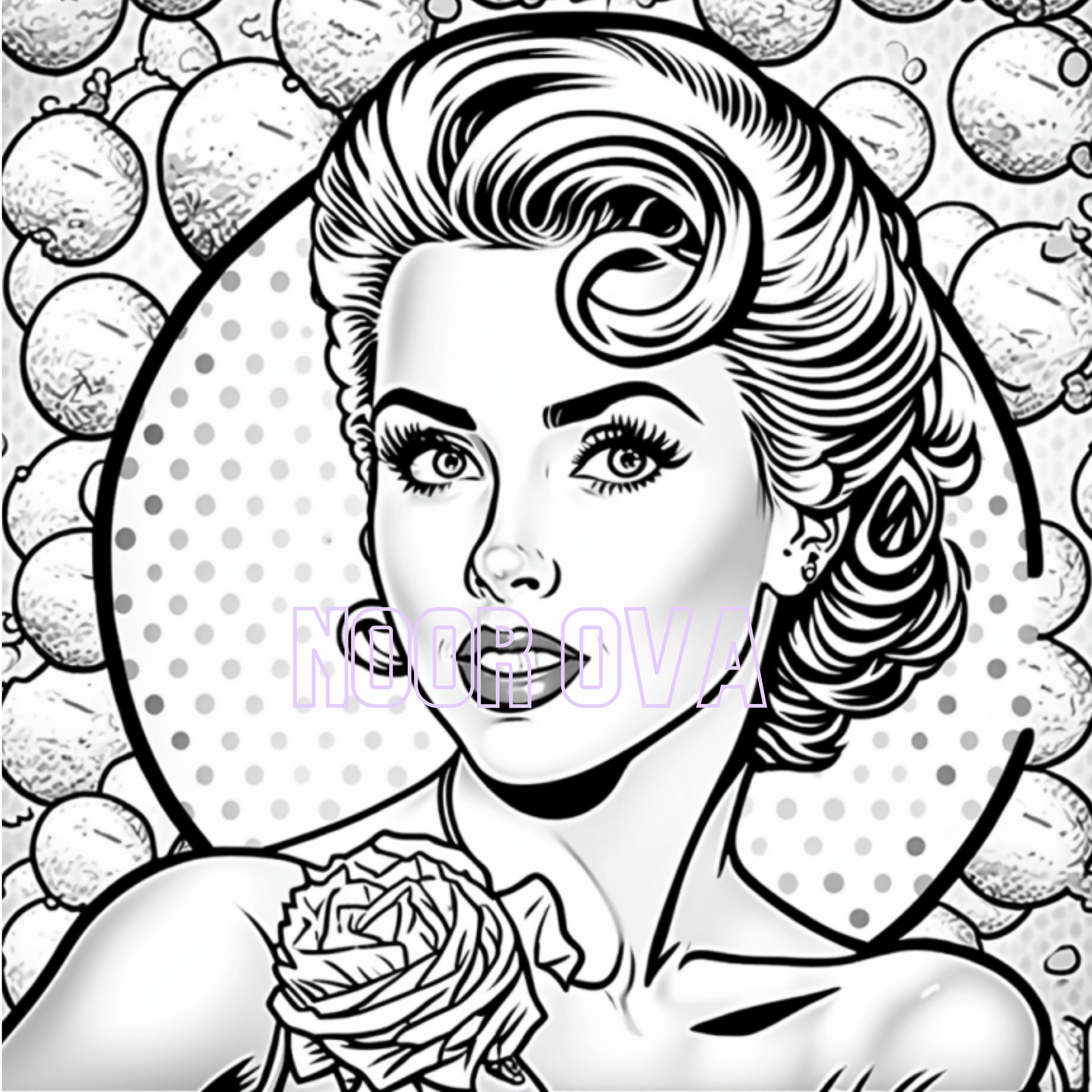 Pop art coloring pages of iconic women from the s and s add a pop of color to your live digital download png