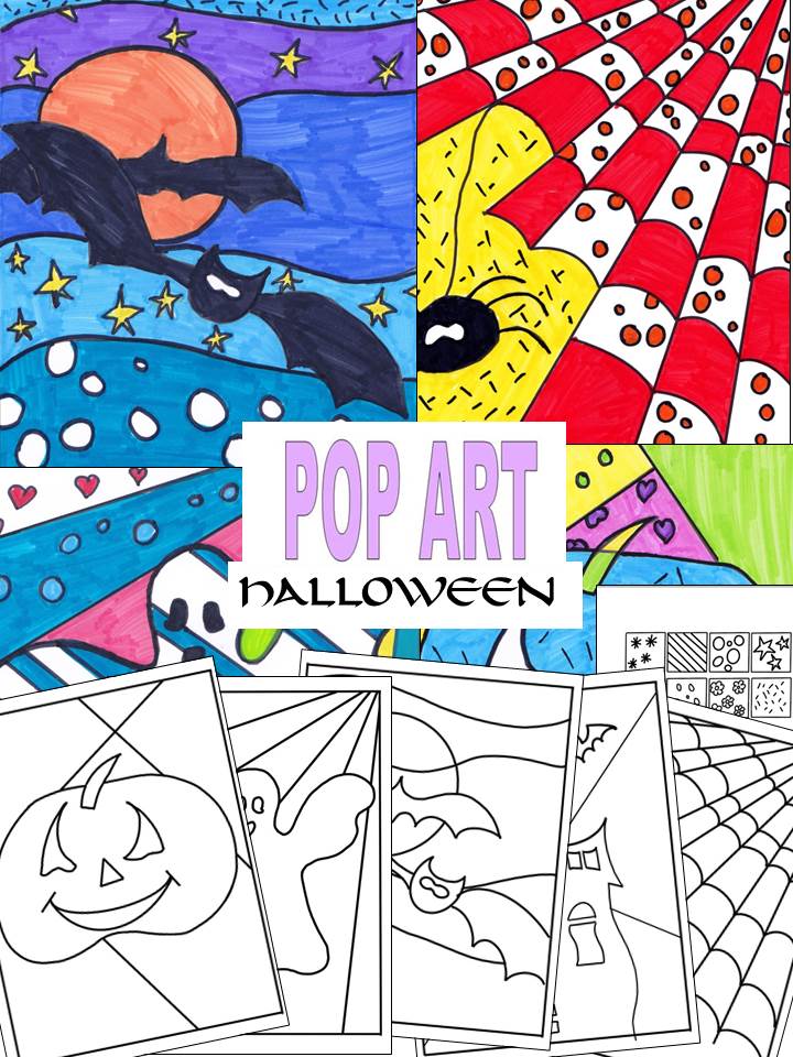 Halloween pop art coloring pages teaching resources