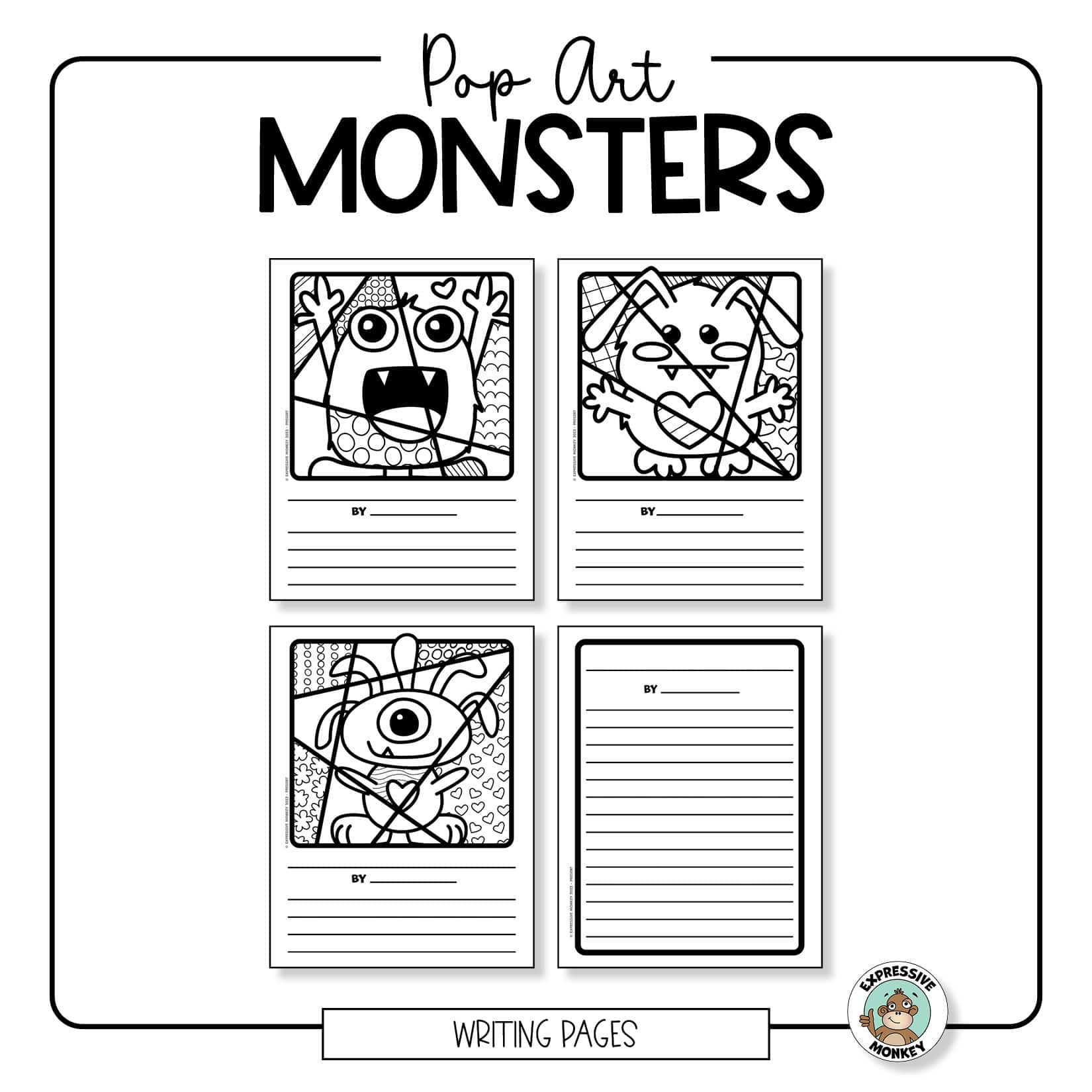 Pop art monster coloring pages