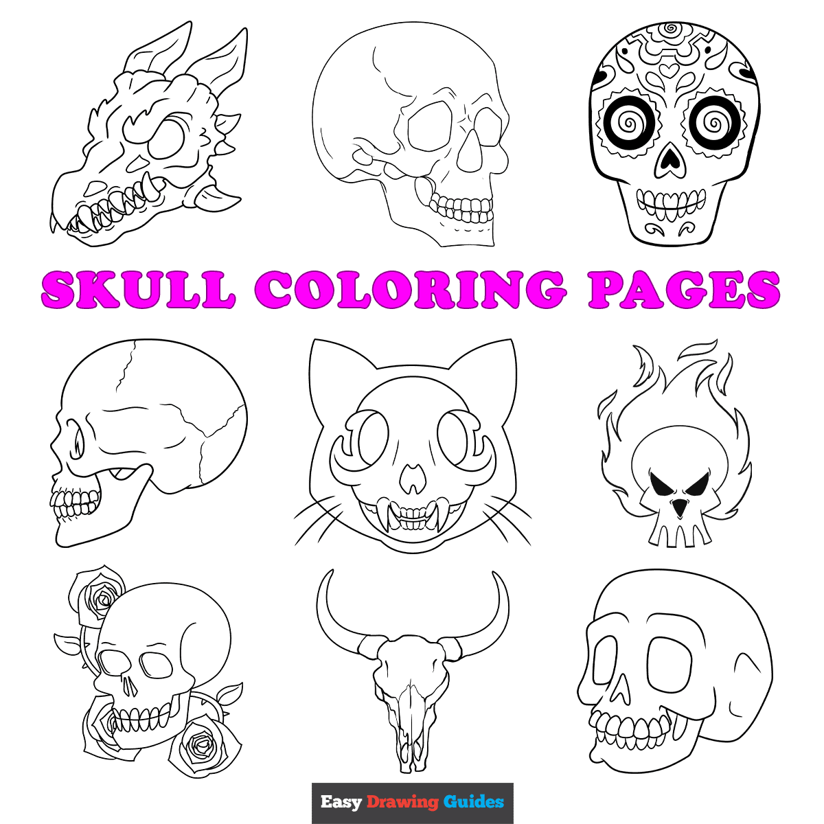Free printable skull coloring pages for kids