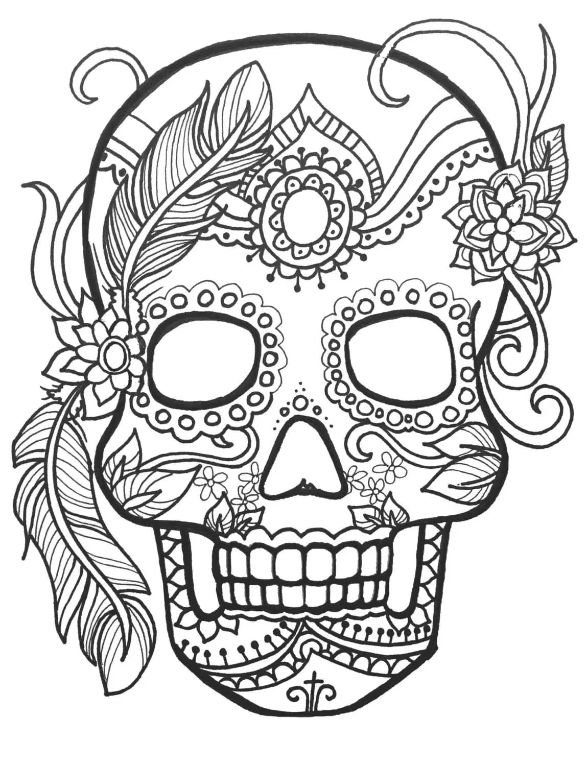 Pop art sugar skull coloring page