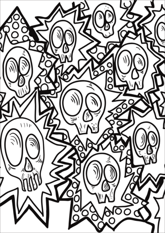 Pop art skulls coloring page free printable coloring pages