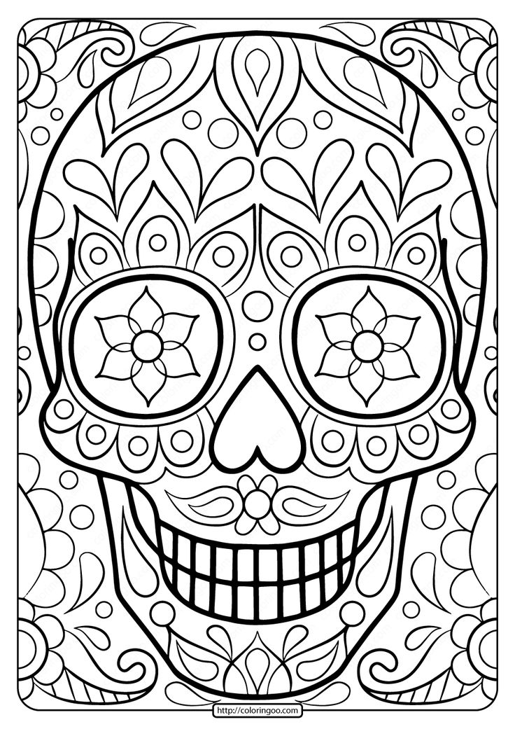 Free printable sugar skull coloring page skull coloring pages mandala coloring pages free printable coloring pages