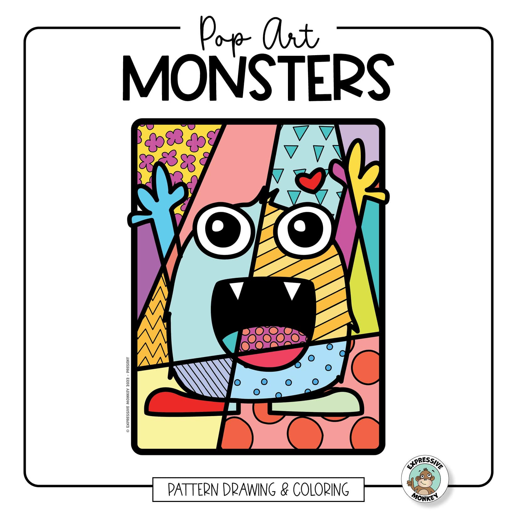 Pop art monster coloring pages