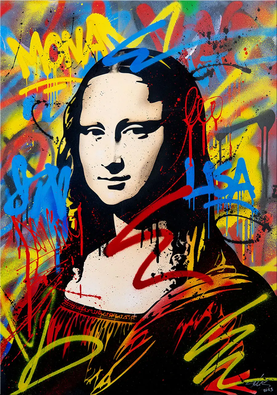 Famed mona lisa portrait in stencil