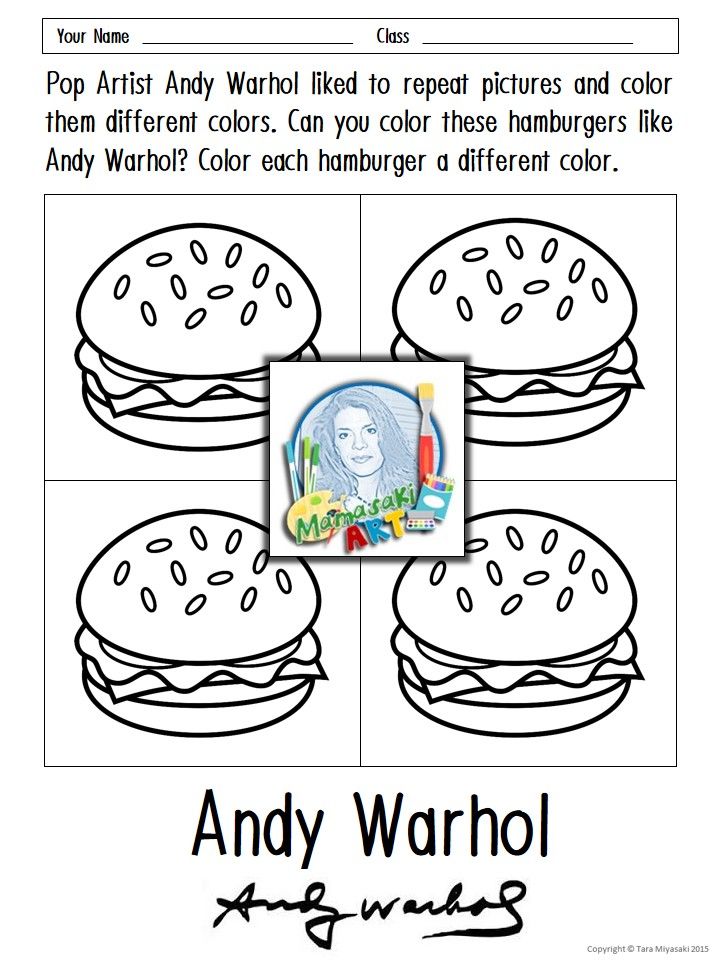 Andy warhol coloring sheets andy warhol pop art pop art for kids kids art projects