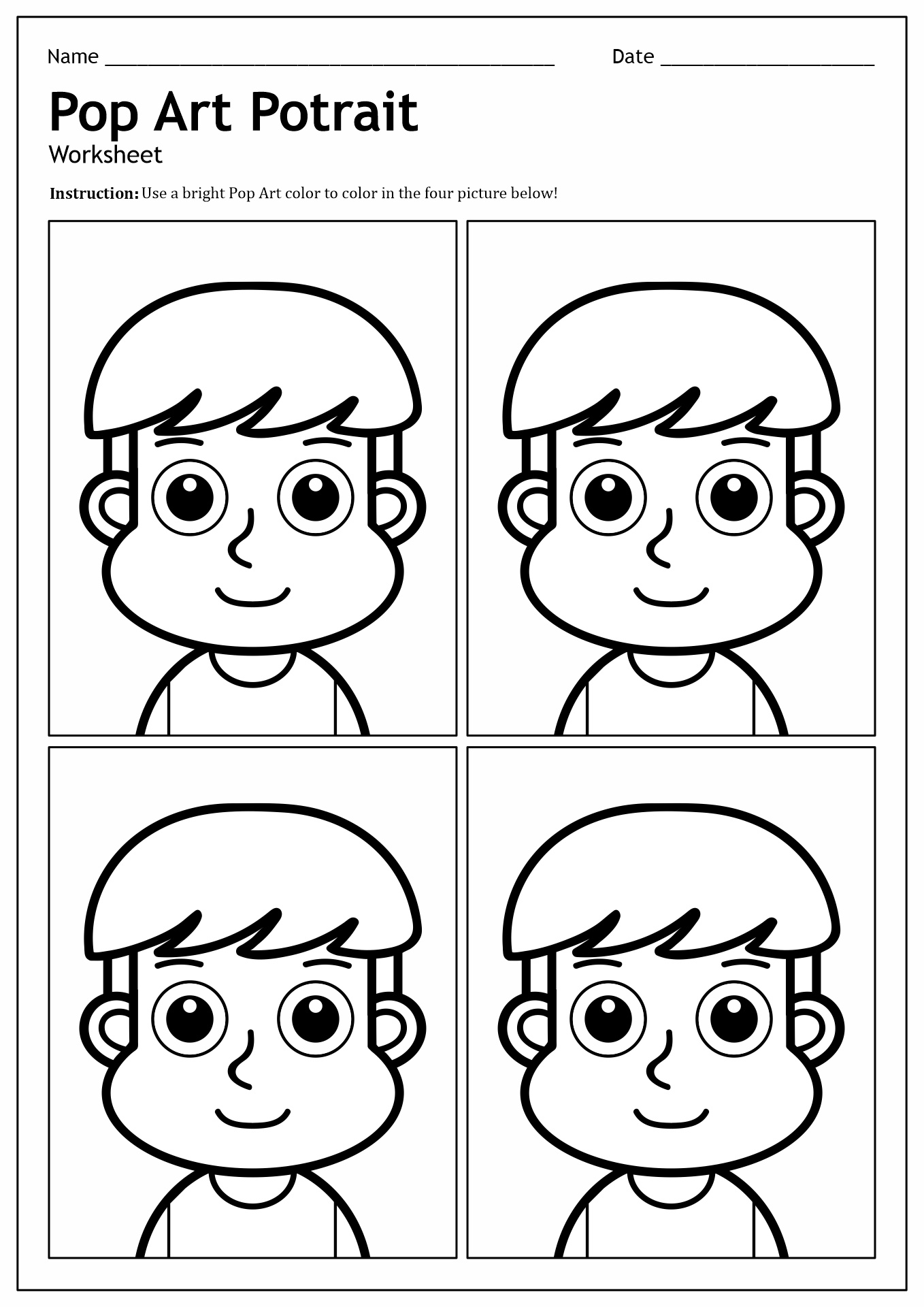 Pop art worksheet