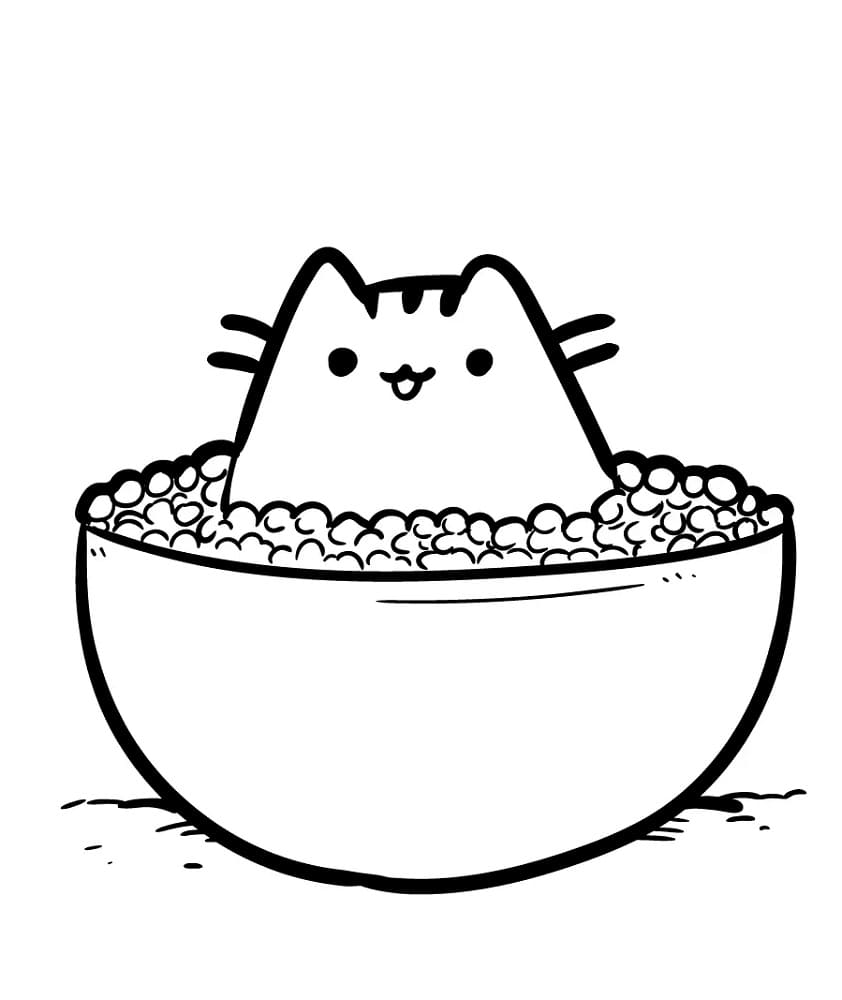 Pusheen with popcorn coloring page