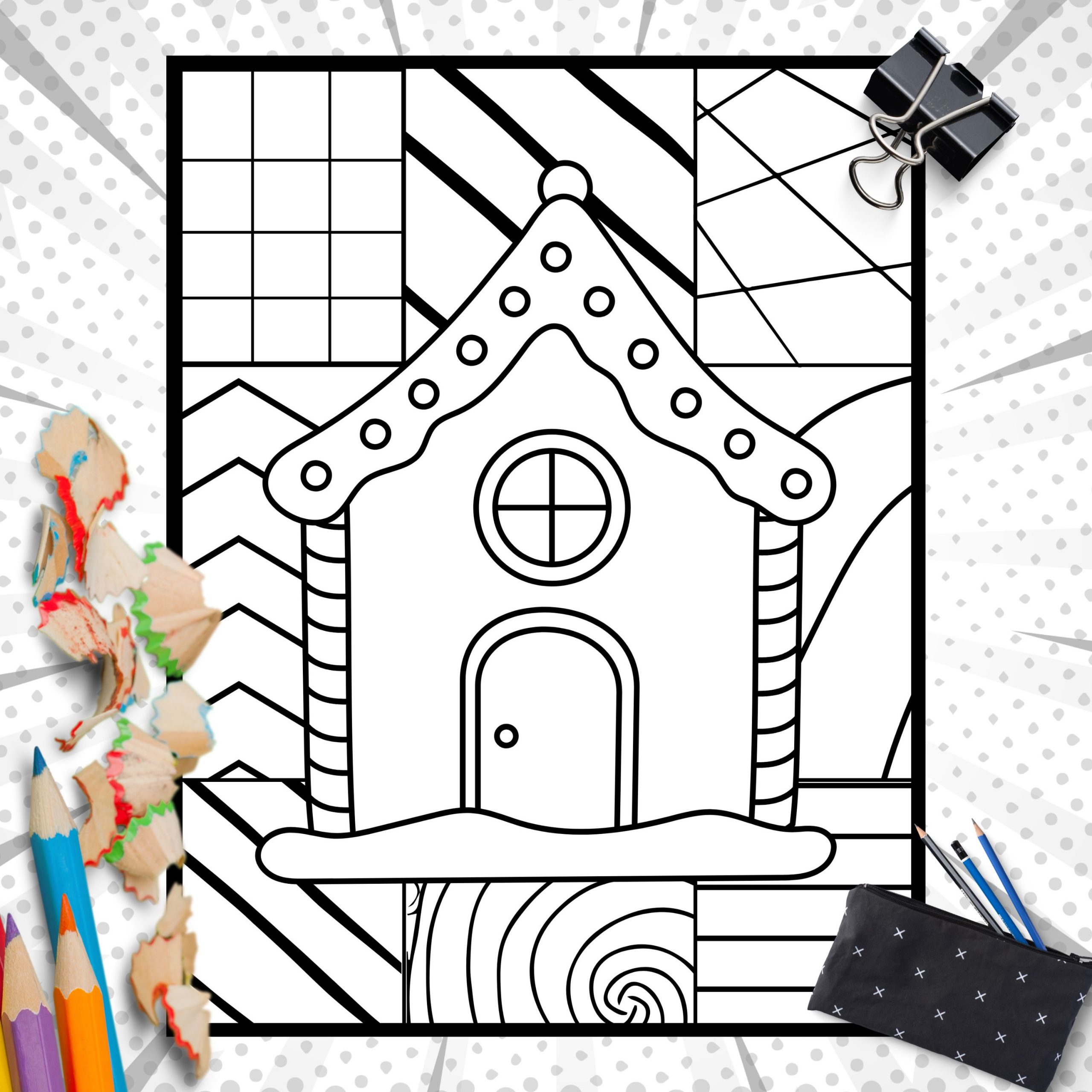 Gingerbread house coloring pages pop art inspired coloring sheets made by teachers