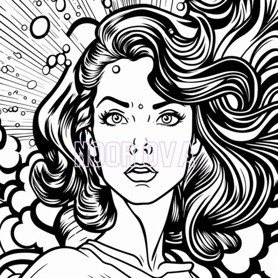 Relax and unwind with diy pop art printable coloring pages of classic beauty s s digital download png