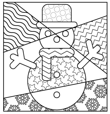 Snowman pop art coloring page free printable coloring pages