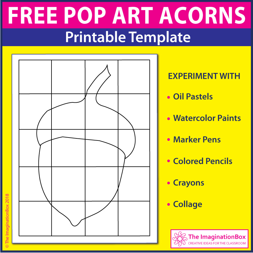 Free fall coloring pages pop art acorn activity
