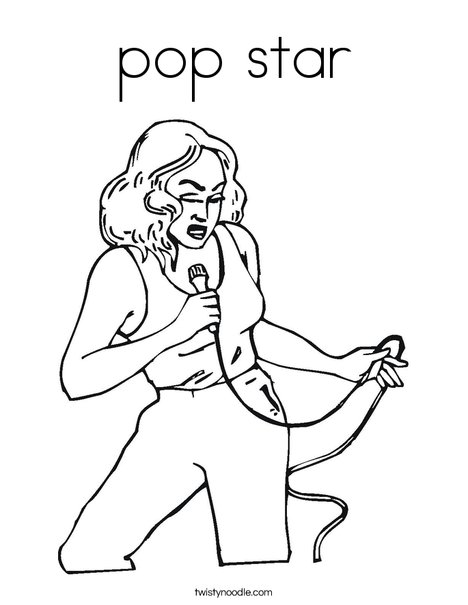 Pop star coloring page