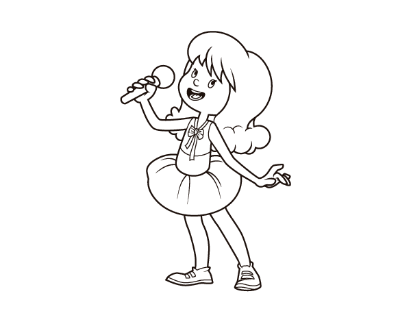 Pop star singing coloring page