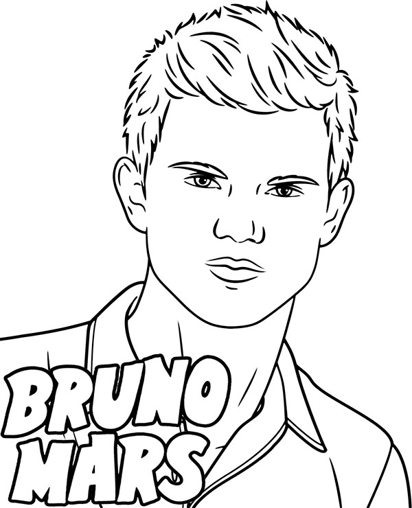 Printable coloring page bruno mars coloring sheet pop star