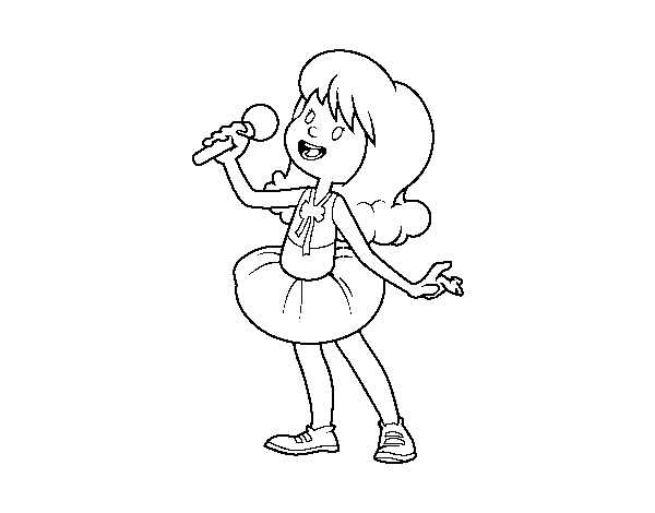 Pop star singing coloring page