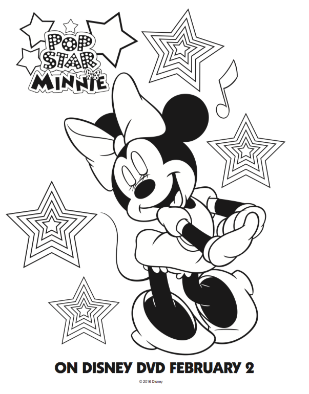 Pop star minnie mouse free coloring pages