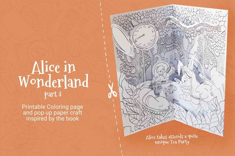 Alice in wonderland pop up coloring pages