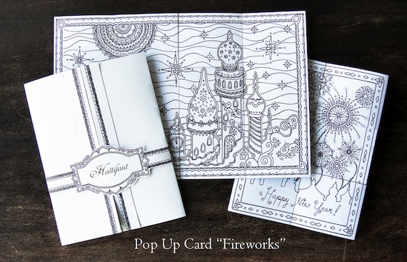 Pop up card fireworks d coloring incl coloring pages