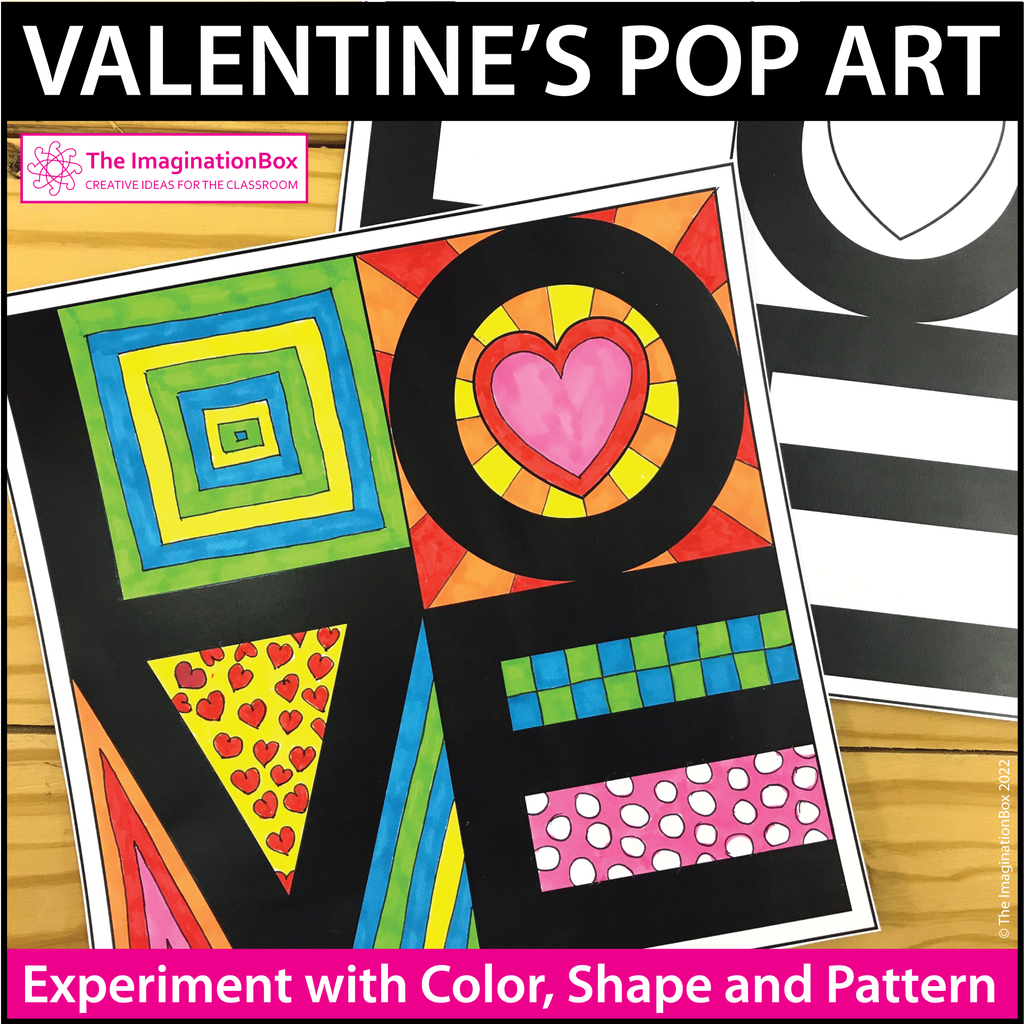 Valentines day fun pop art coloring pages