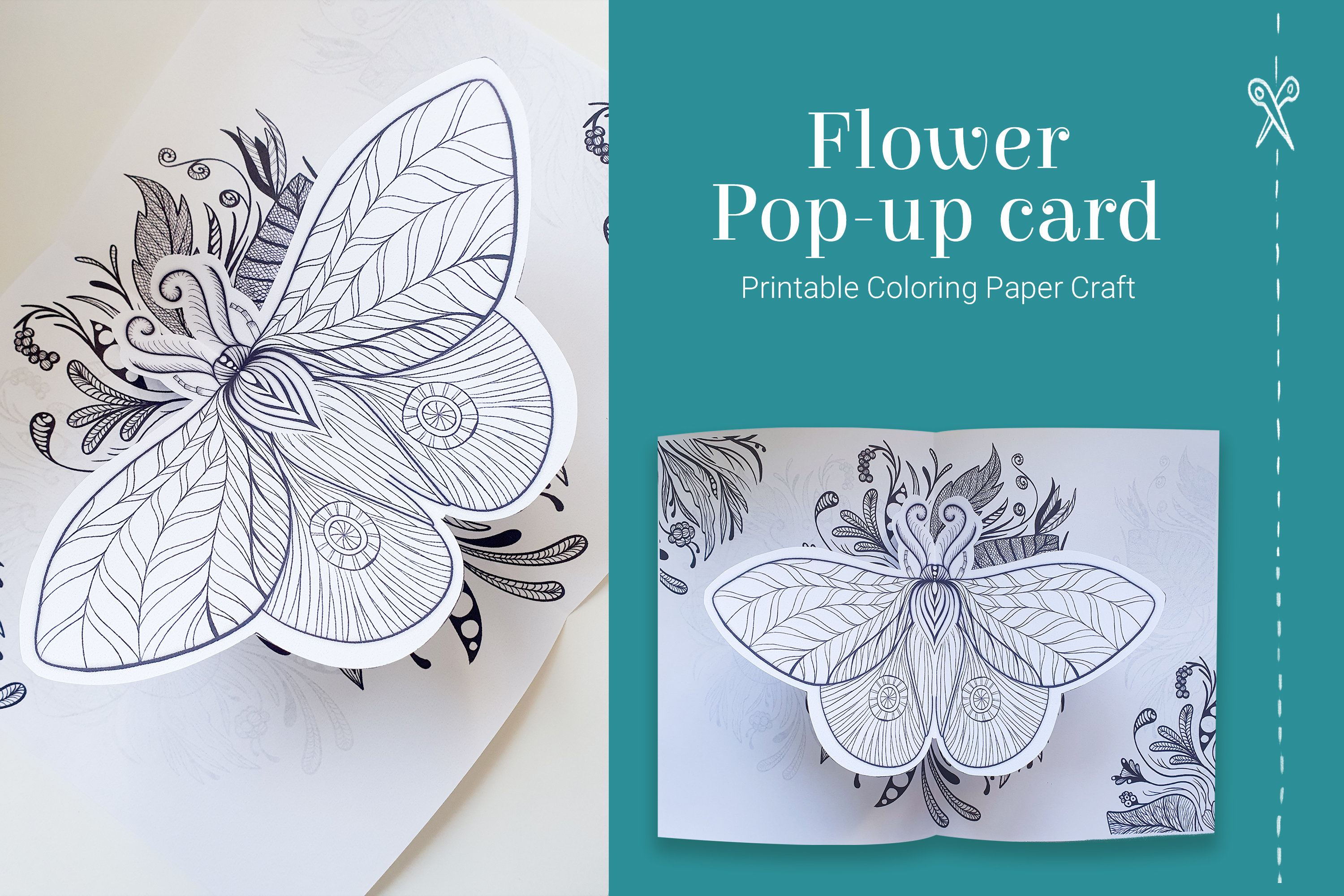 Butterfly pop up card coloring page