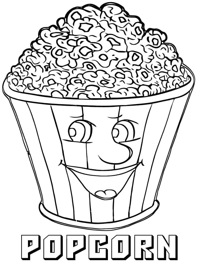 Cartoon popcorn bag coloring page
