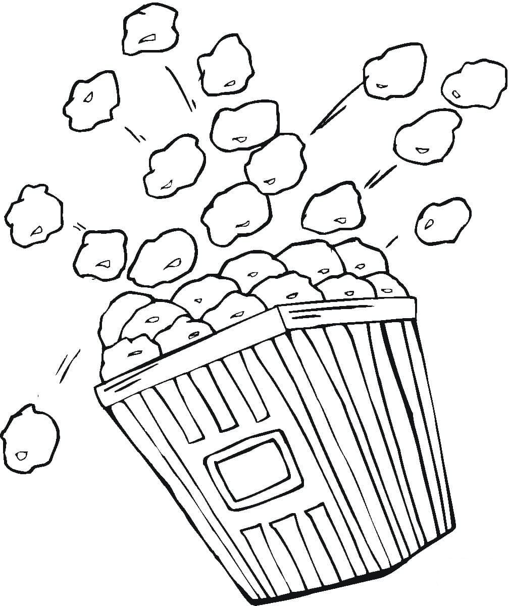 Cartoon popcorn bag coloring page