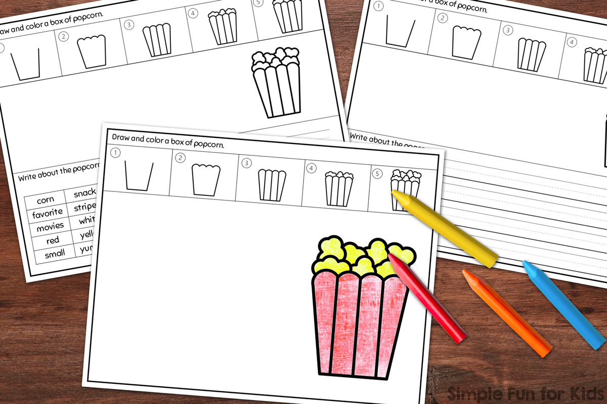 How to draw popcorn easy step by step directed drawing guide
