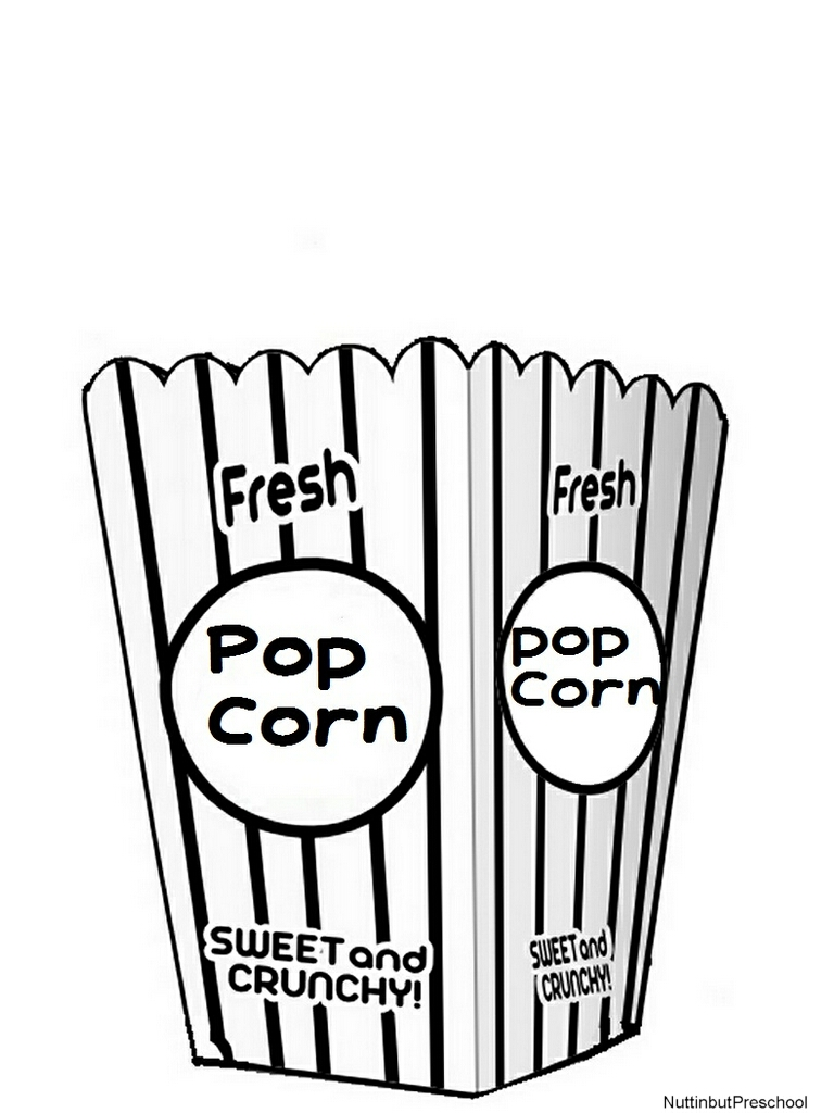 Popcorn movie bucket art project nuttin but preschool colored popcorn popcorn theme coloring pages