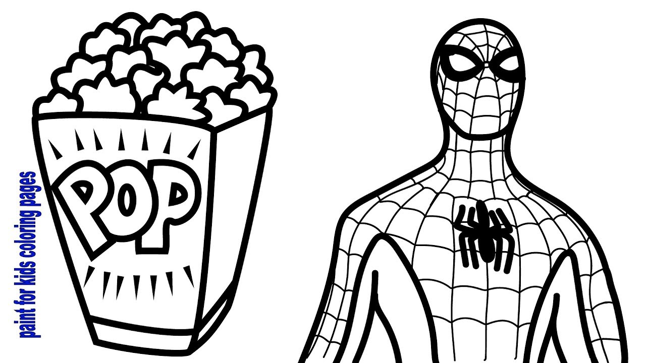 Spiderman coloring pages glitter popcorn coloring pages for children colouring videos for kids