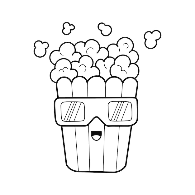 Premium vector popcorn character coloring page illustration