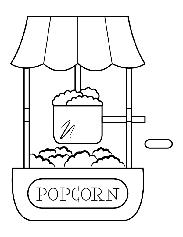 Printable movie popcorn machine coloring page