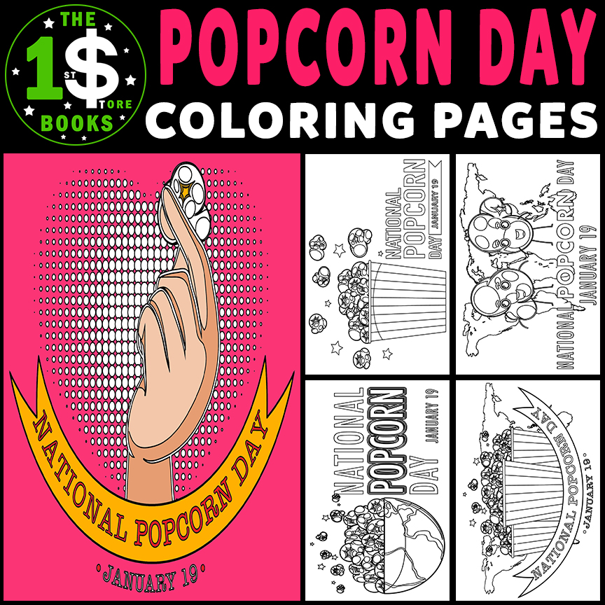 National popcorn day coloring pages january holiday coloring sheets made by teachers