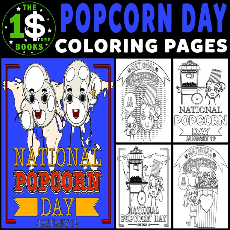 National popcorn day coloring pages january holiday coloring sheets made by teachers