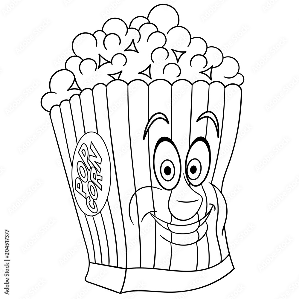 Coloring book coloring page colouring picture popcorn vector