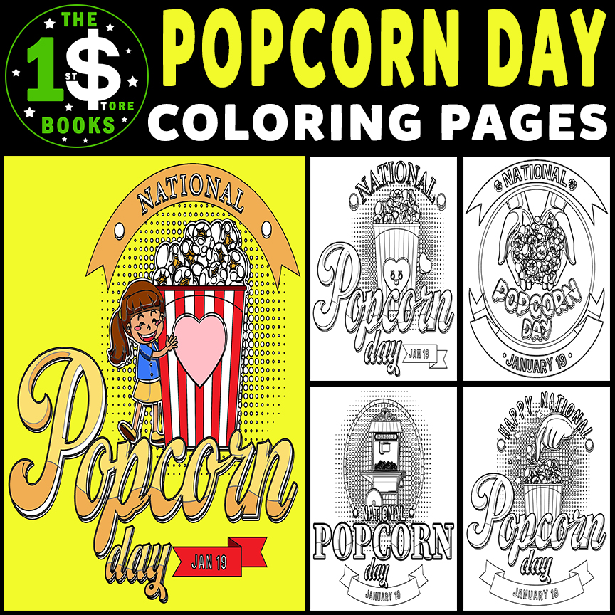 National popcorn day coloring pages january holiday coloring sheets made by teachers