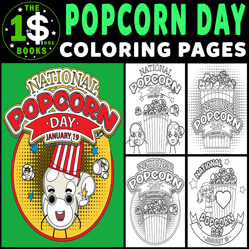 National popcorn day coloring pages january holiday coloring sheets made by teachers