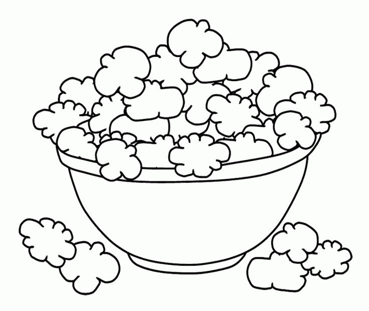 Printable bowl popcorn coloring page