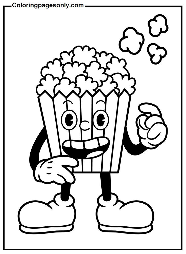 Popcorn coloring pages colored popcorn coloring pages food coloring pages