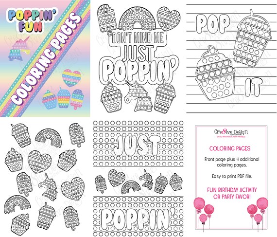 Pop it coloring pages pop it party favors pop it coloring