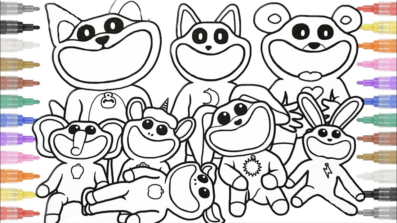 Poppy playtime chapter new coloring pages how to color all smiling critters ncs music