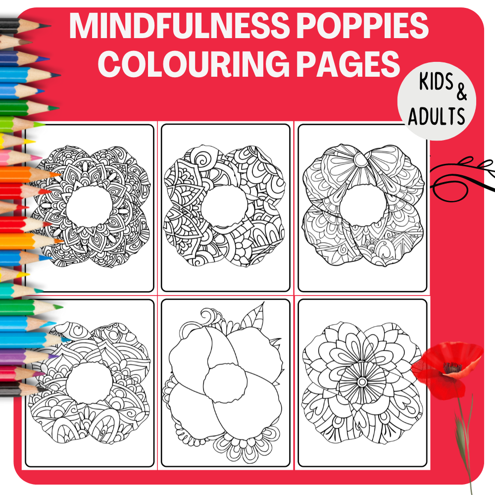 Mindfulness poppies coloring pages le jour du souvenir remembrance day made by teachers