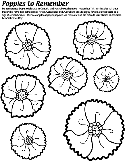 Poppies to remember coloring page